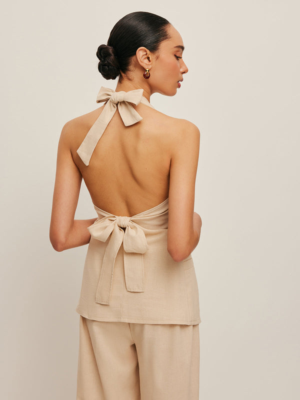 Halter Yaka Papyon Pantolon Takımı 