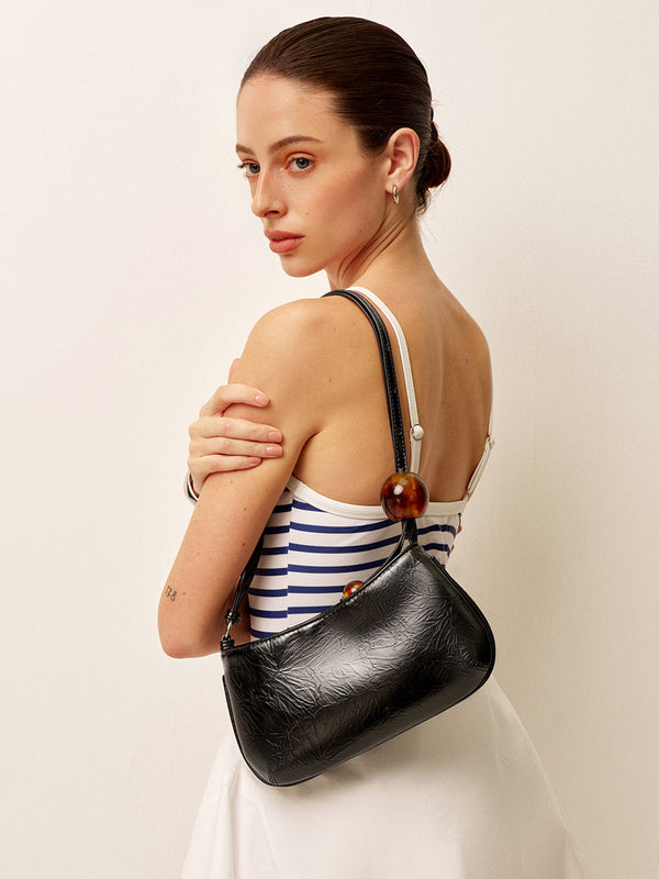 Boncuklu Askılı Suni Deri Omuz Çantası