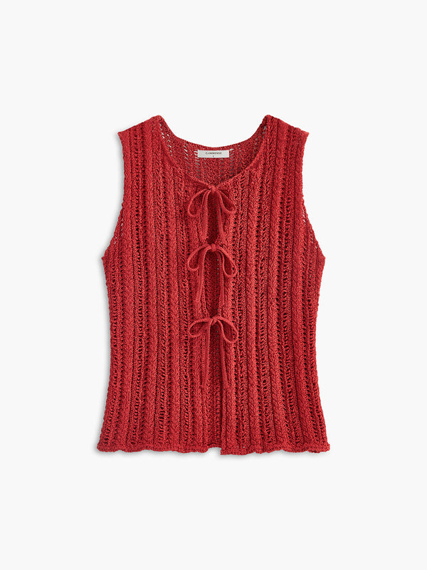 Knit Tie-Front Sleeveless Vest