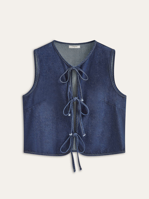 Vintage Denim Tie Vest