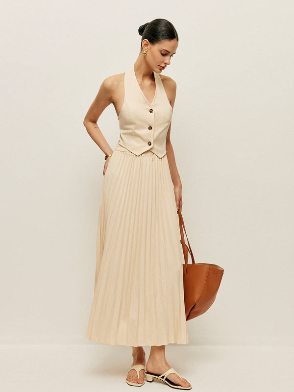 Vest With Pleated Skirt Set