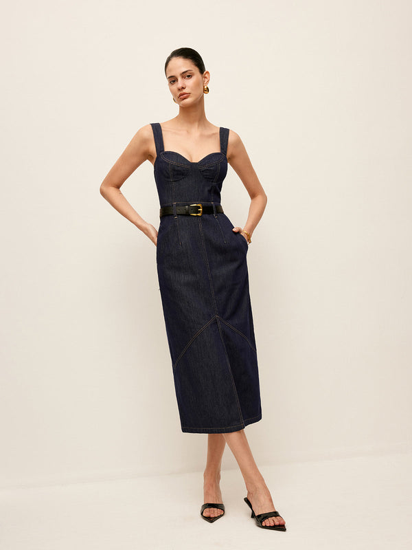 Sweetheart Denim Dress Without Belt