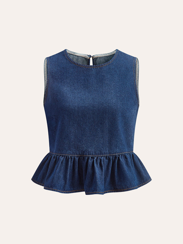 Pamuklu Kot Peplum Üst 