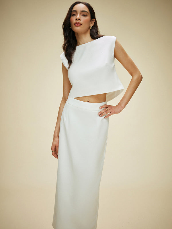 Pamuk ve Keten Sırtı Açık Etek Takımı 