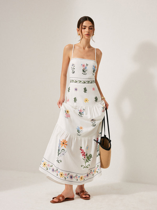 Boho Lace-Up Back Cami Dress