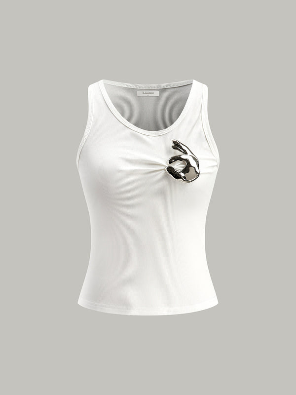 Metal Detaylı Kaburga Örgü Üst 