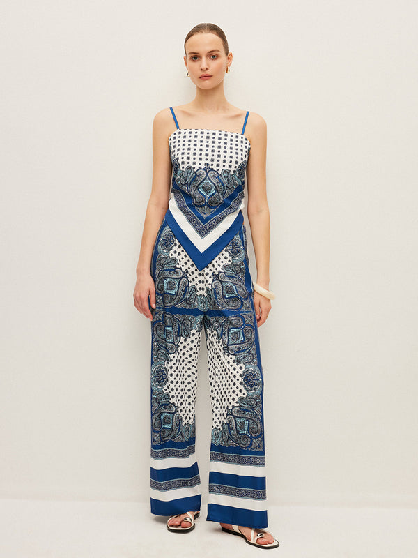 Sırt Bağlamalı Baskılı Pantolon Takımı 