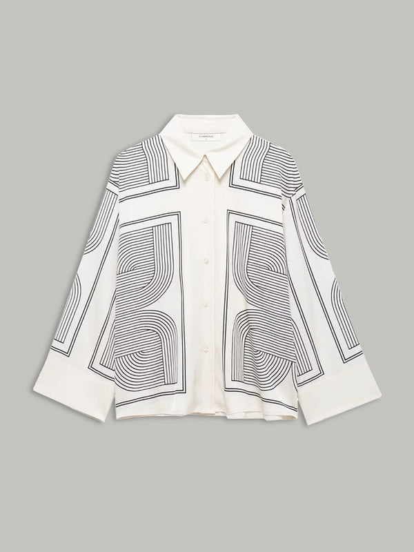 Geometrical Print Lapel Shirt