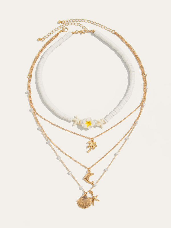 Alaşım Karışımı Plaj Stili Çok Katmanlı Kolye 