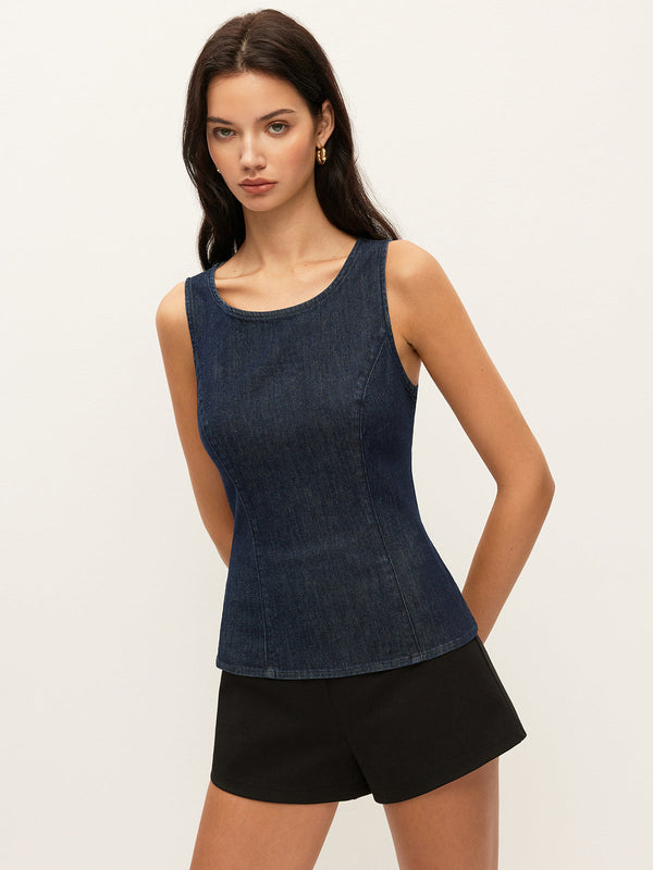 Sırtı Bağlamalı Kot Üst 