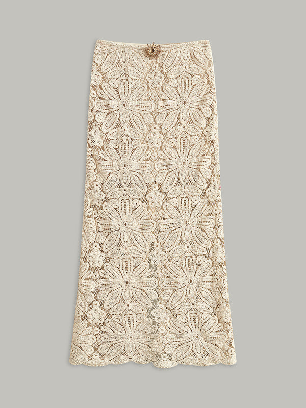 Pamuklu Tığ İşi Dantel Yarı Şeffaf Etek 