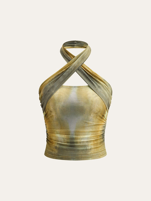 Tie-Dye Mesh Çapraz Askılı Üst 