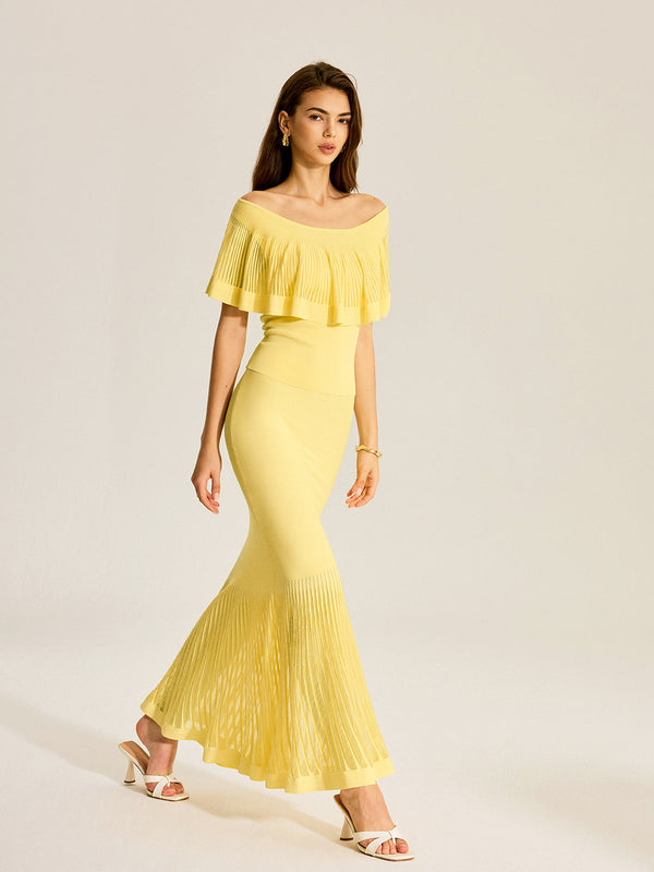 Tül Panelli Örme Etek 