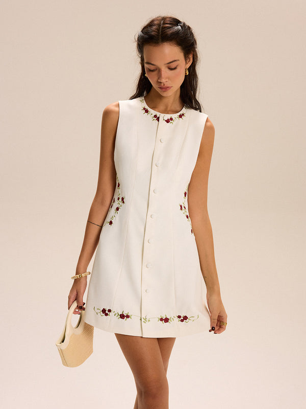 Embroidered Floral Mini Dress