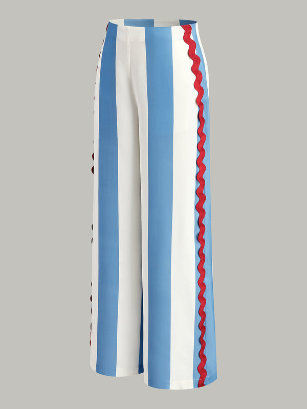 Çizgili Cepli Pantolon 