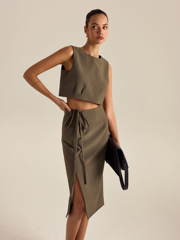 Side-Tie Slit Skirt