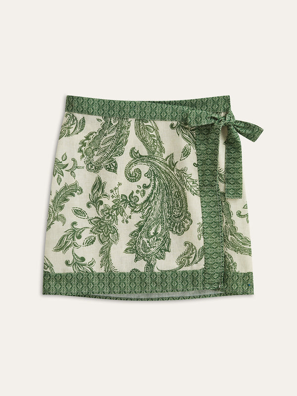 Paisley Print Wrap Skirt