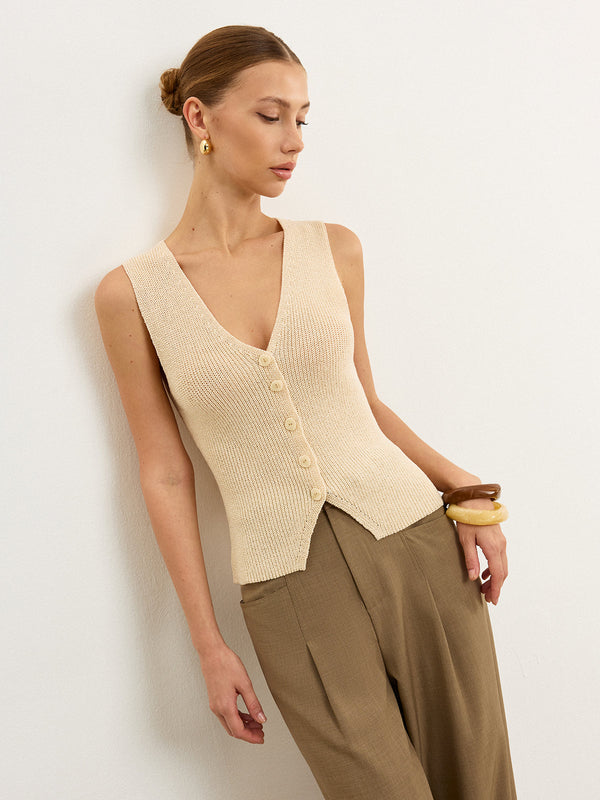 Knit Button-Front Vest