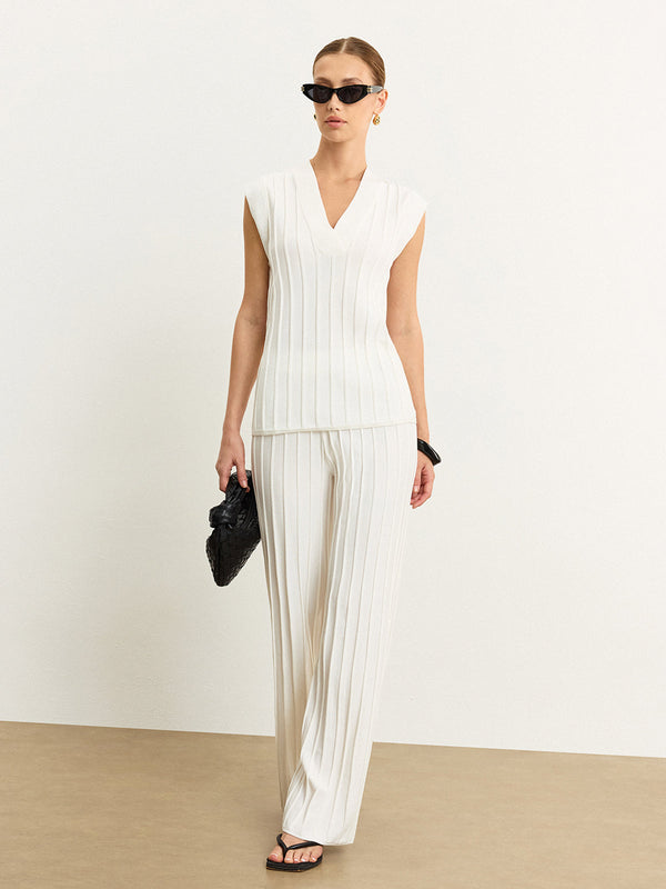 Ribana Örgü Orta Bel Pantolon 