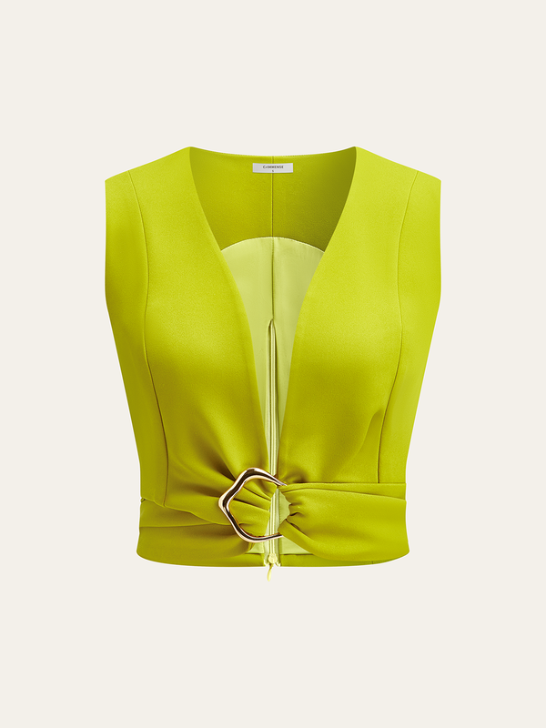 Sleeveless Crop Top With Metal Ring Detail