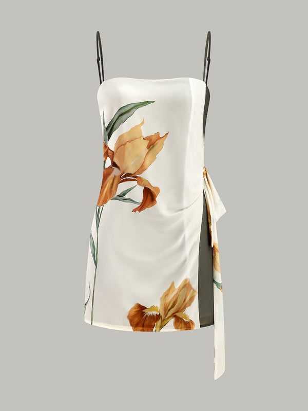 Floral Print Side Tie Cami Dress