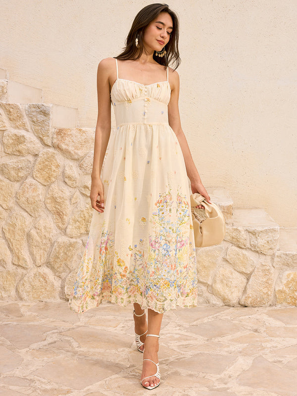 Floral Embroidered Midi Dress