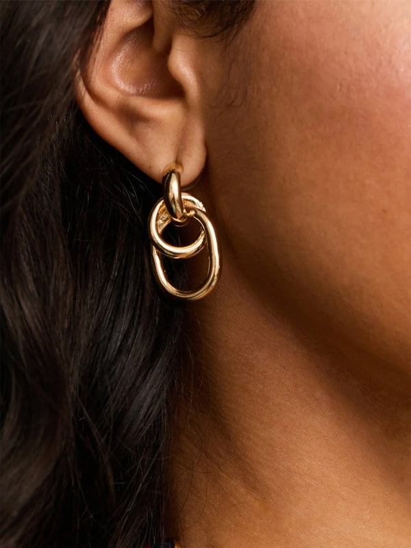 Gold-Tone Interlocking Hoop Earrings