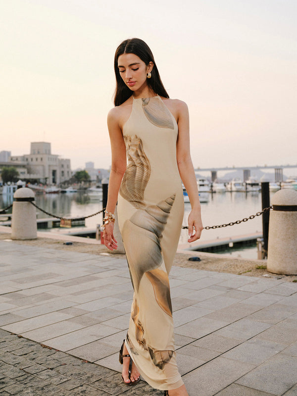 File Askılı Sırtı Açık Elbise 