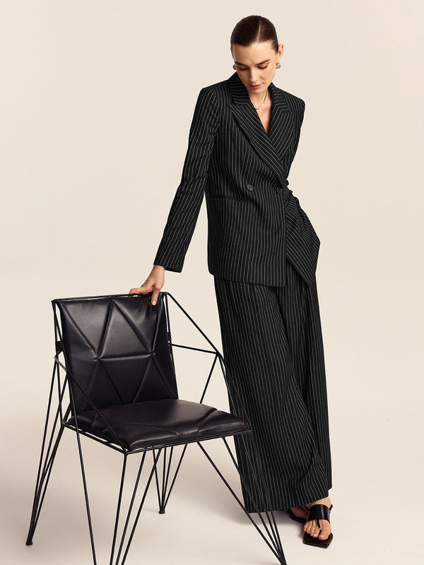 Çizgili Geniş Paça Pantolon 