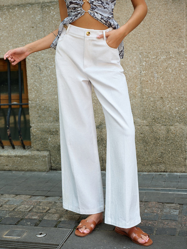 Metal Decor Wide-Leg Pants