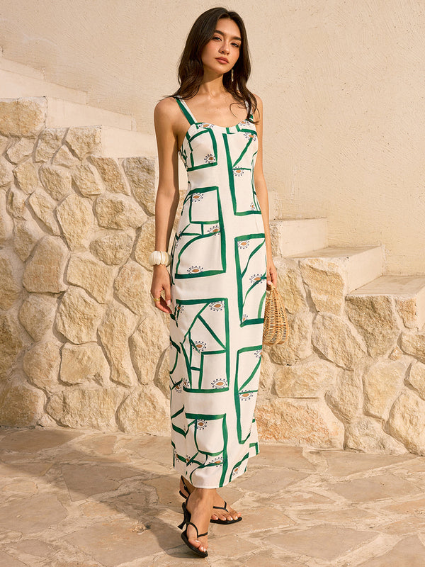 Geometric Print Maxi Dress