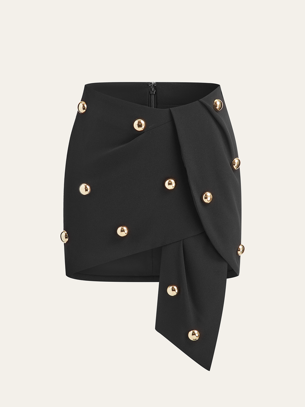 Asimetrik Metal Dekor Etek 