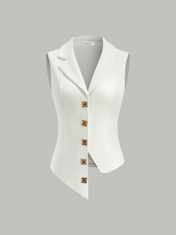 Asymmetrical Button-Front Vest