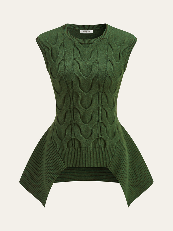 Cable Knit Peplum Sweater Vest