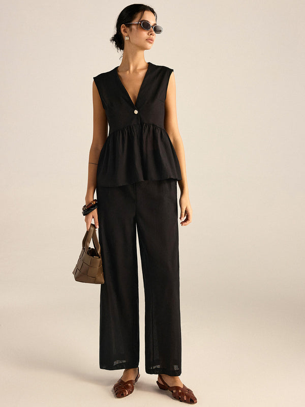 Ruffled Vest Pants Set