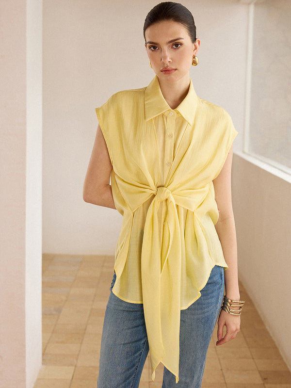 Kolsuz Önden Bağlamalı Bluz 