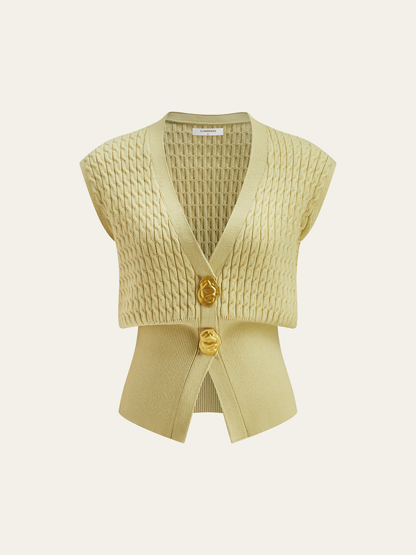 Metal Düğmeli Kablo Örgü Bel Sıkılaştırıcı Yelek