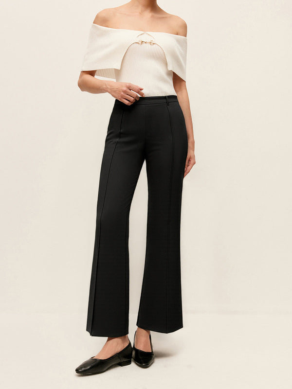 Stretchable Flared Pants with Front Seams