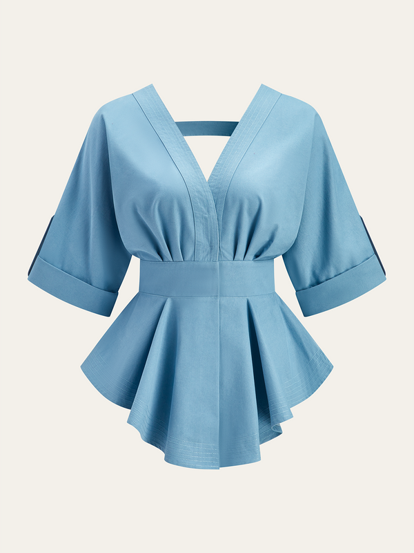 V-Neck Peplum Blouse