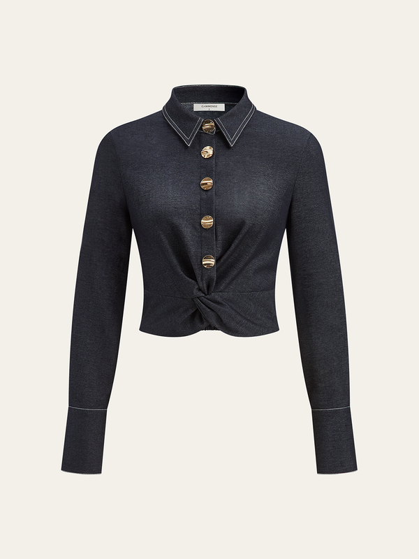 Metal Düğmeli Büküm Gömlek