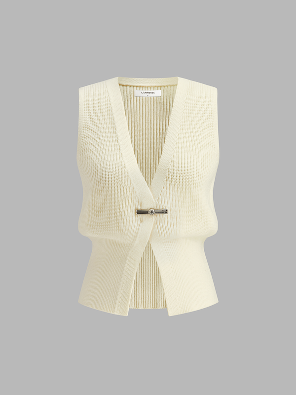 Metal Tokalı Belden Bağlamalı Kazak Yelek 