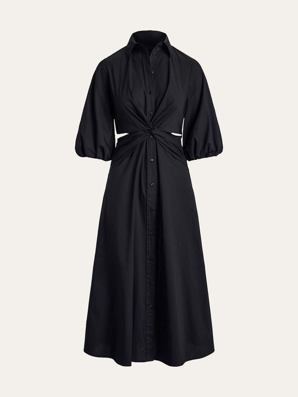 Twist Cut-Out Button Shirt Dress