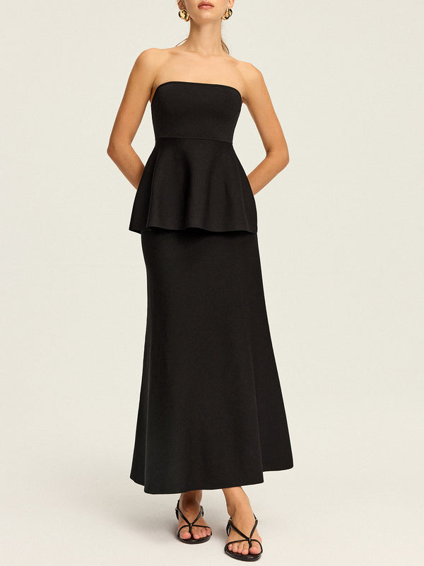 Örgü Lastikli Uzun Etek 