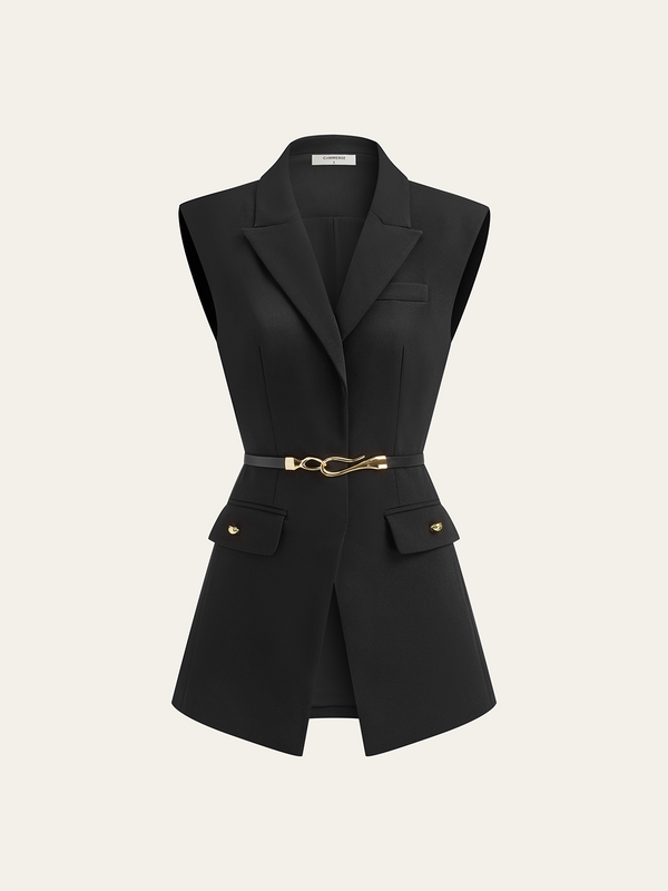 Kemerli Kısa Kollu Yelek 