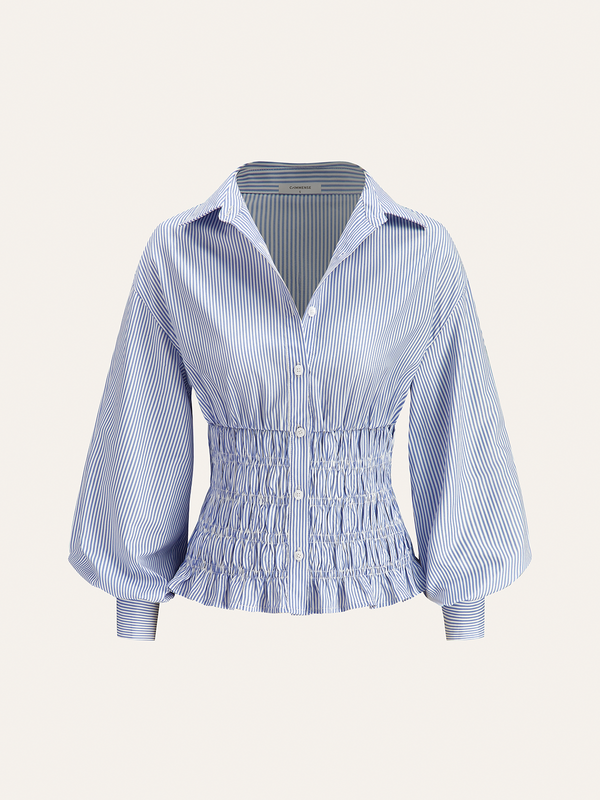 Striped Smocked Waist Shirt