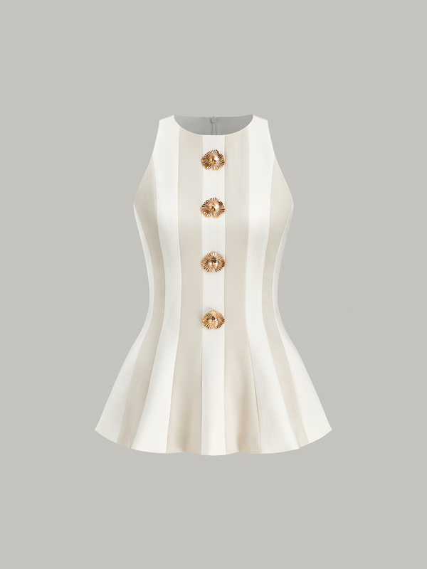 Striped Sleeveless Peplum Top