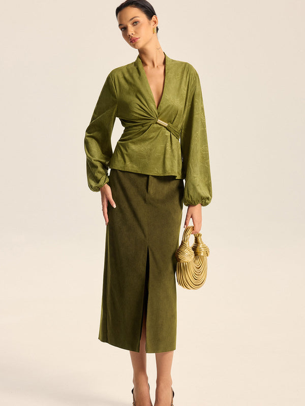 Dokulu Kabartmalı Kemerli Sarma Üst 