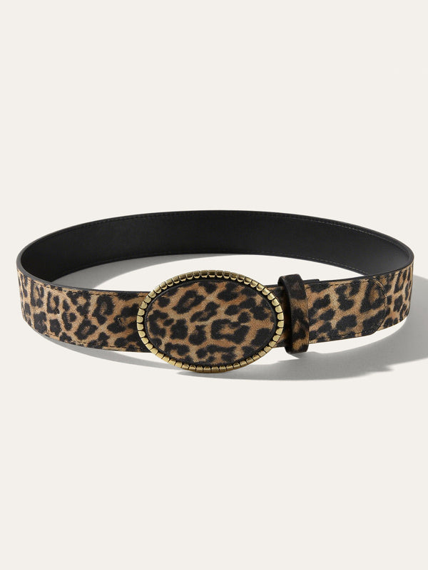 Leopard Print PU Leather Belt
