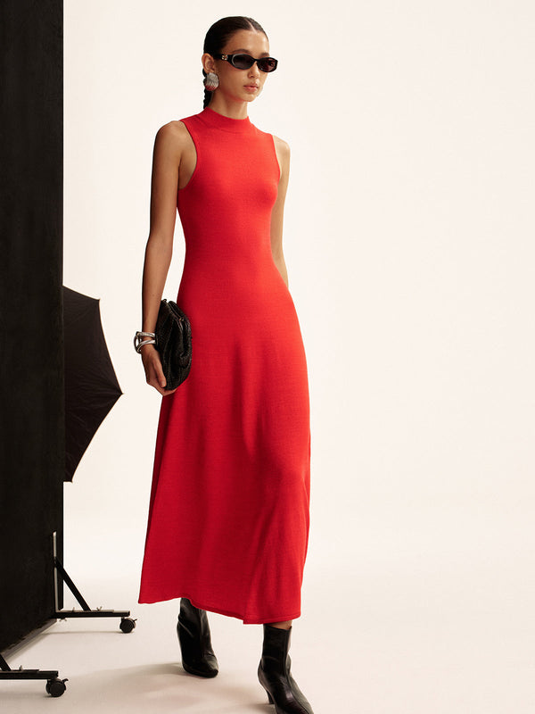 Kolsuz Balıkçı Yaka Yün Karışımlı Uzun Kazak Elbise 