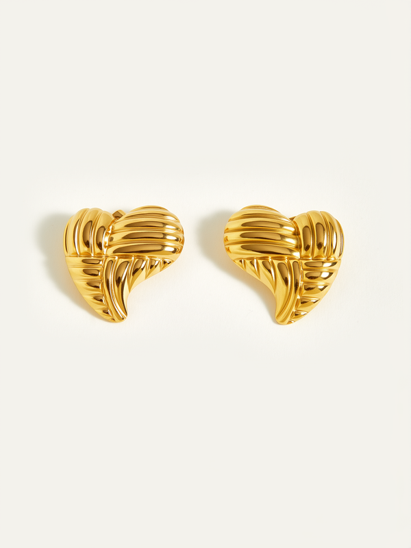 Golden Heart-Shaped Stud Earrings